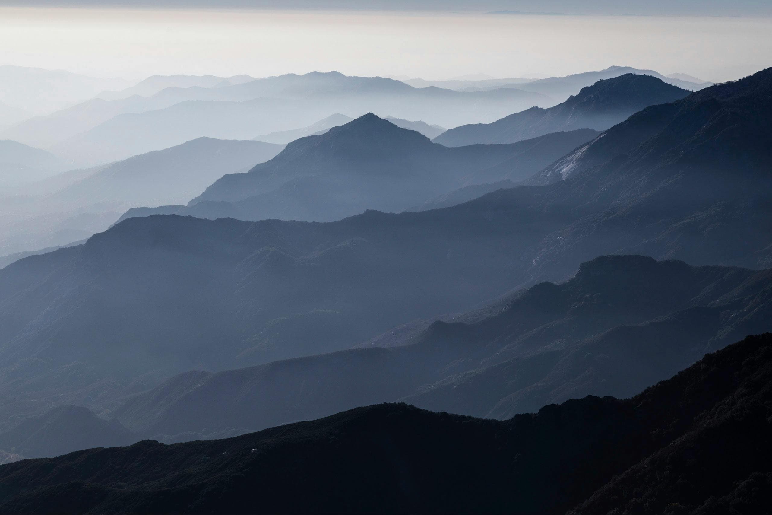 Sierra Nevada mountain ridges at dusk